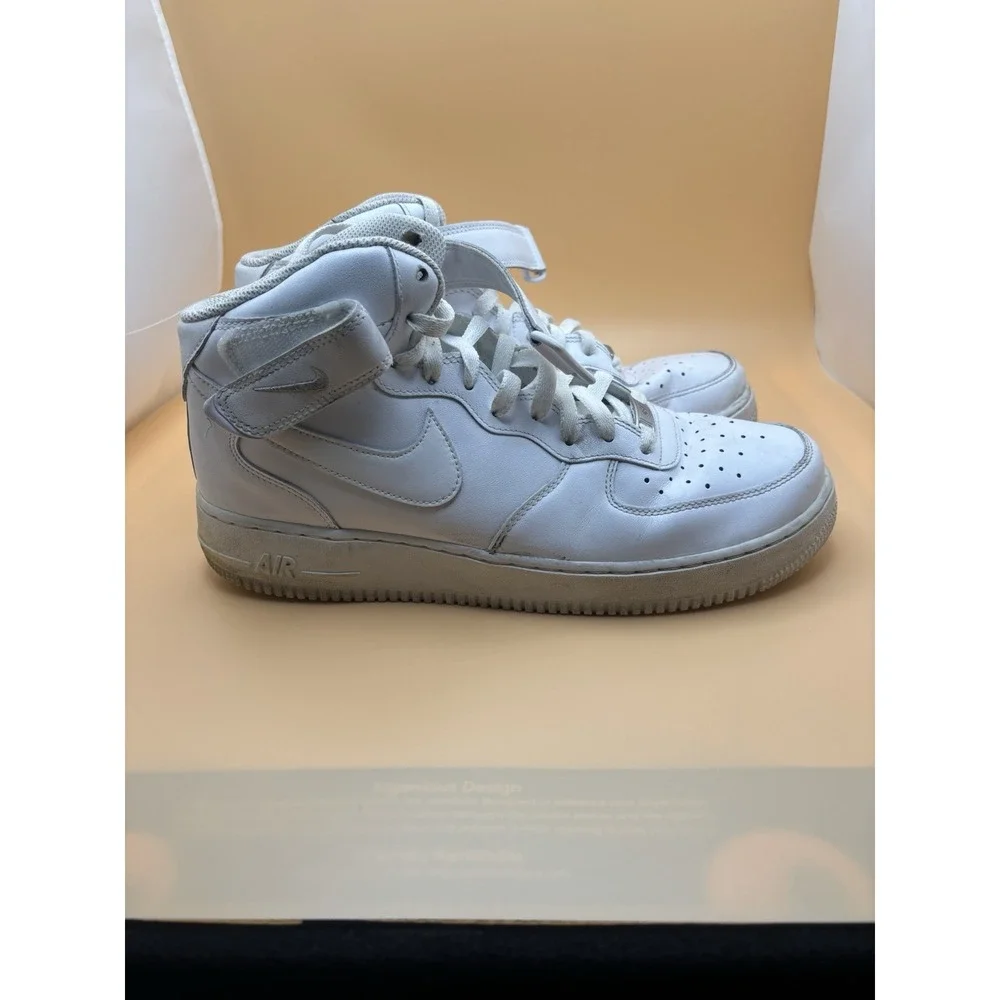 Nike Air Force 1 Mid 07 Mens White Leather Sneakers 315123-111 Mid-Top Shoes